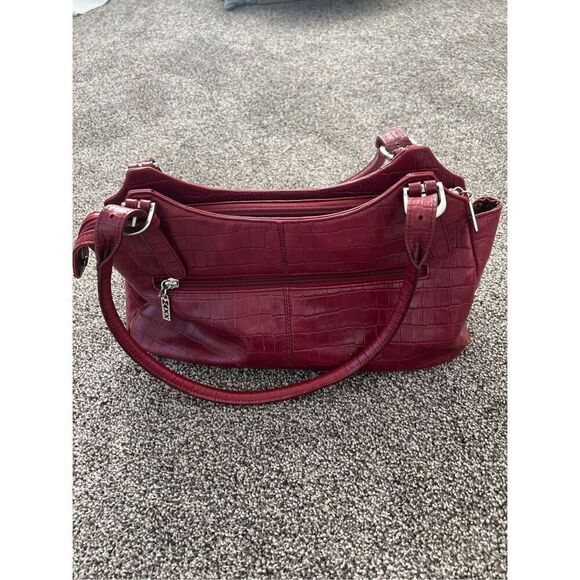 MAXX New York - Burgundy - Croc Embossed - Leather Handbag Purse - Picture 1 of 15